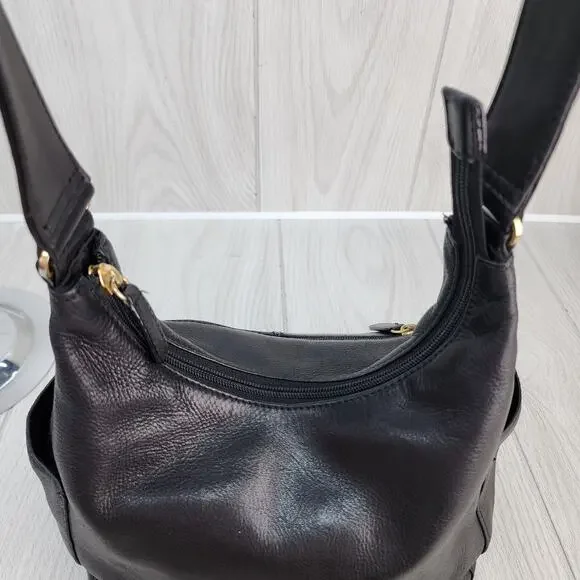 St. John’s Bay Black Leather Hobo Shoulder Bag Satchel Work Office Purse FLAWED - Picture 5 of 16